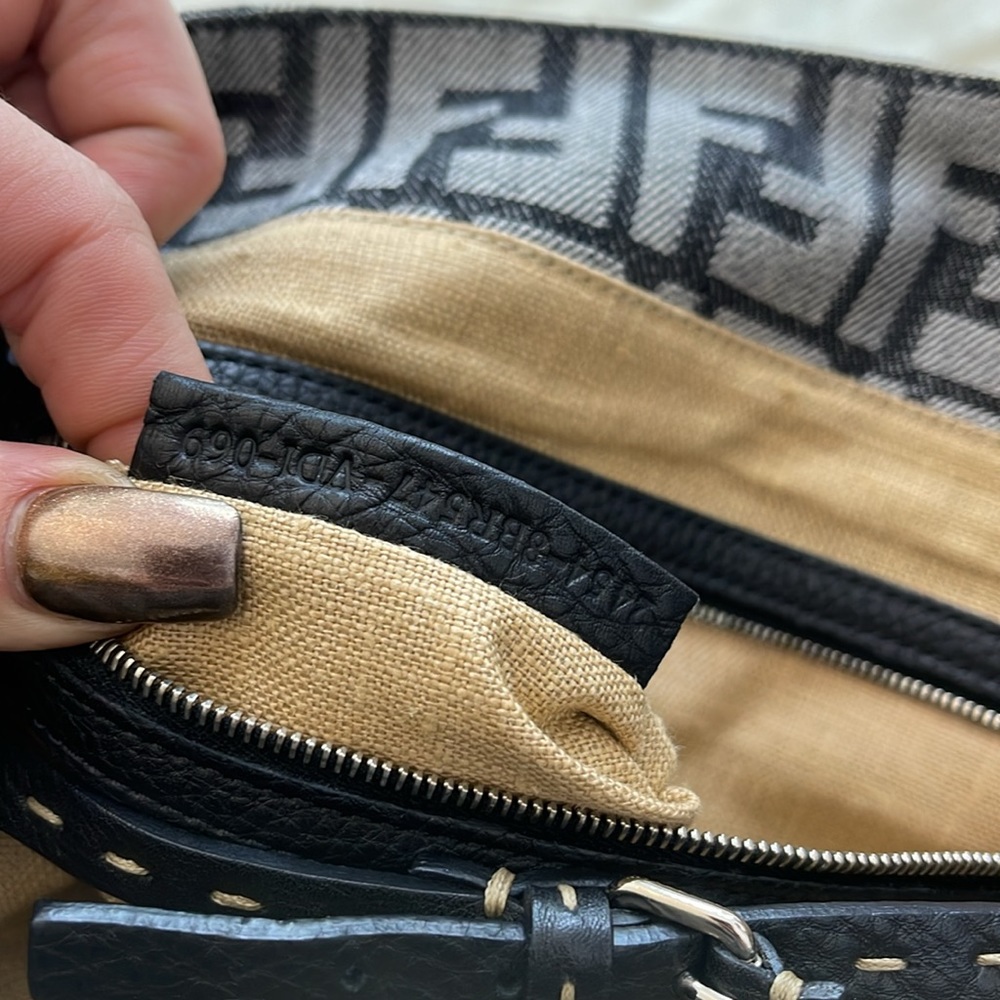 Fendi Zucca Print Black and Gray Shoulder Bag - Picture 7 of 9